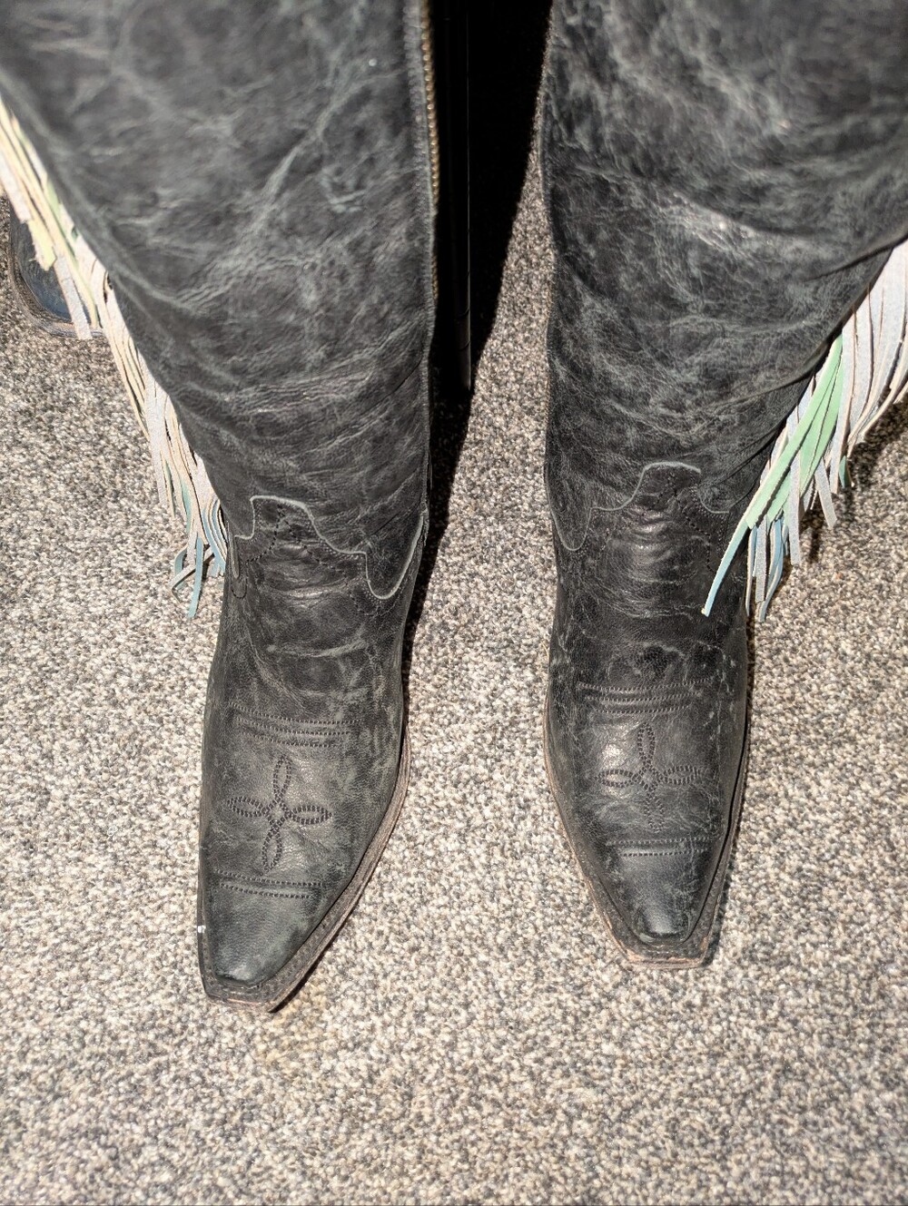 Women’s Black Over-the-Knee Fringe Boots - Picture 5 of 7